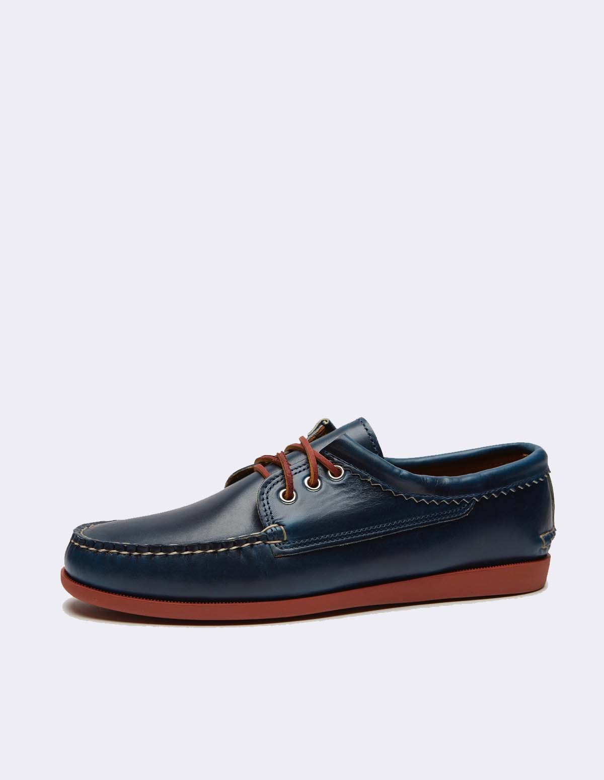 Quoddy Blutcher Leather - NAVY / BRICK SOLE