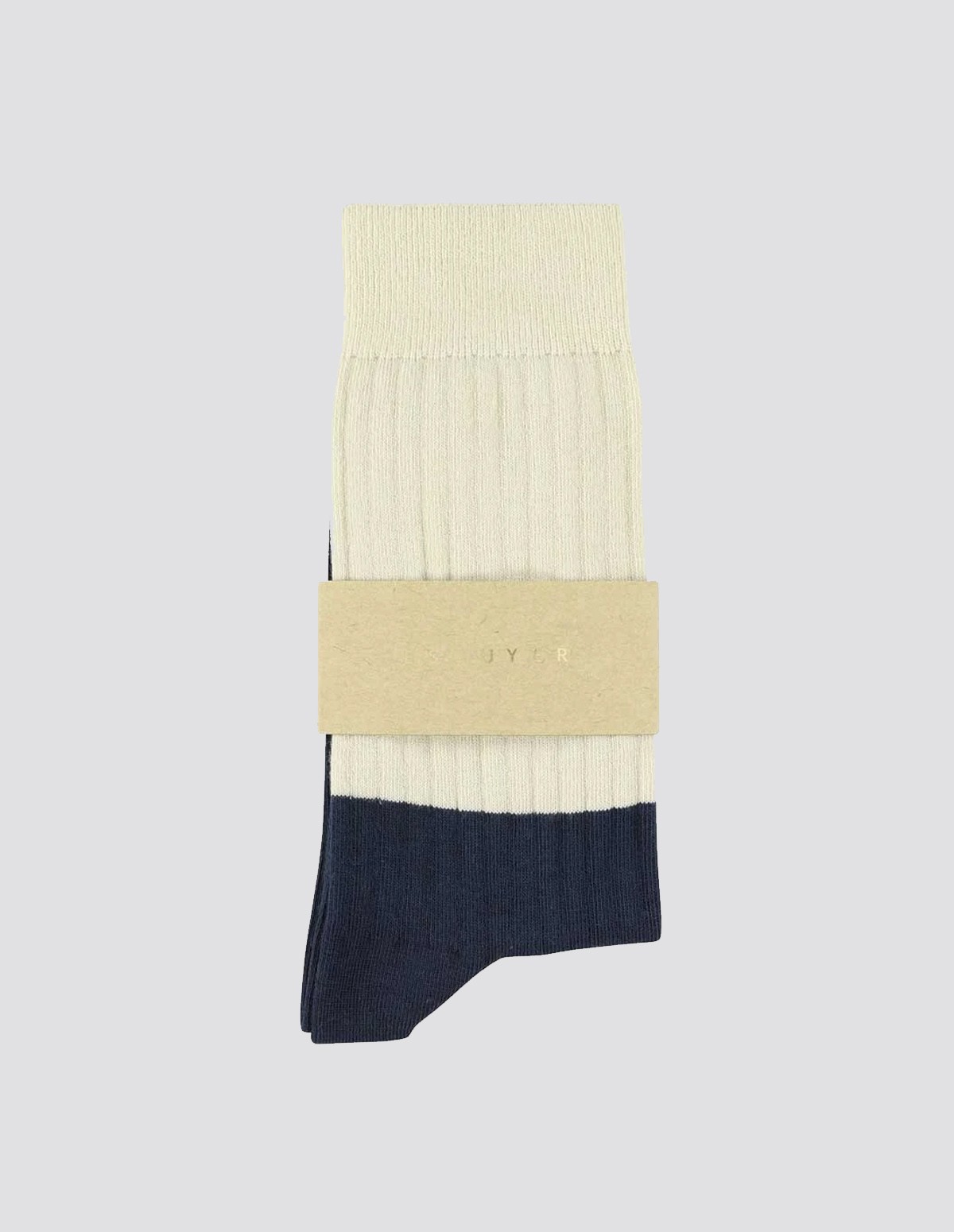 Escuyer Colour Block Socks - ECRU/NAVY
